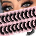 SISIYDY Mink Lashes Cat Eye Wispy Soft Faux Mink False Eyelashes Natural Look C Curl Full Strips Lashes Pack 18mm Long Dramatic 3D 8D Long Volume Thick Faux Mink Fake Eyelashes Bulk YH013