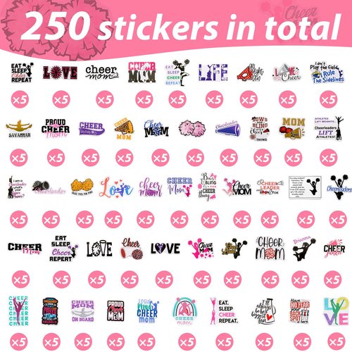 Amylove 149 Pcs Gift for Cheerleader Cheer Gifts Bulk Cheer Makeup Bag & Keychain & Scrunchies & Bracelet & Waterproof Stickers, Team Spirit Party Favors for Cheerleader Gifts