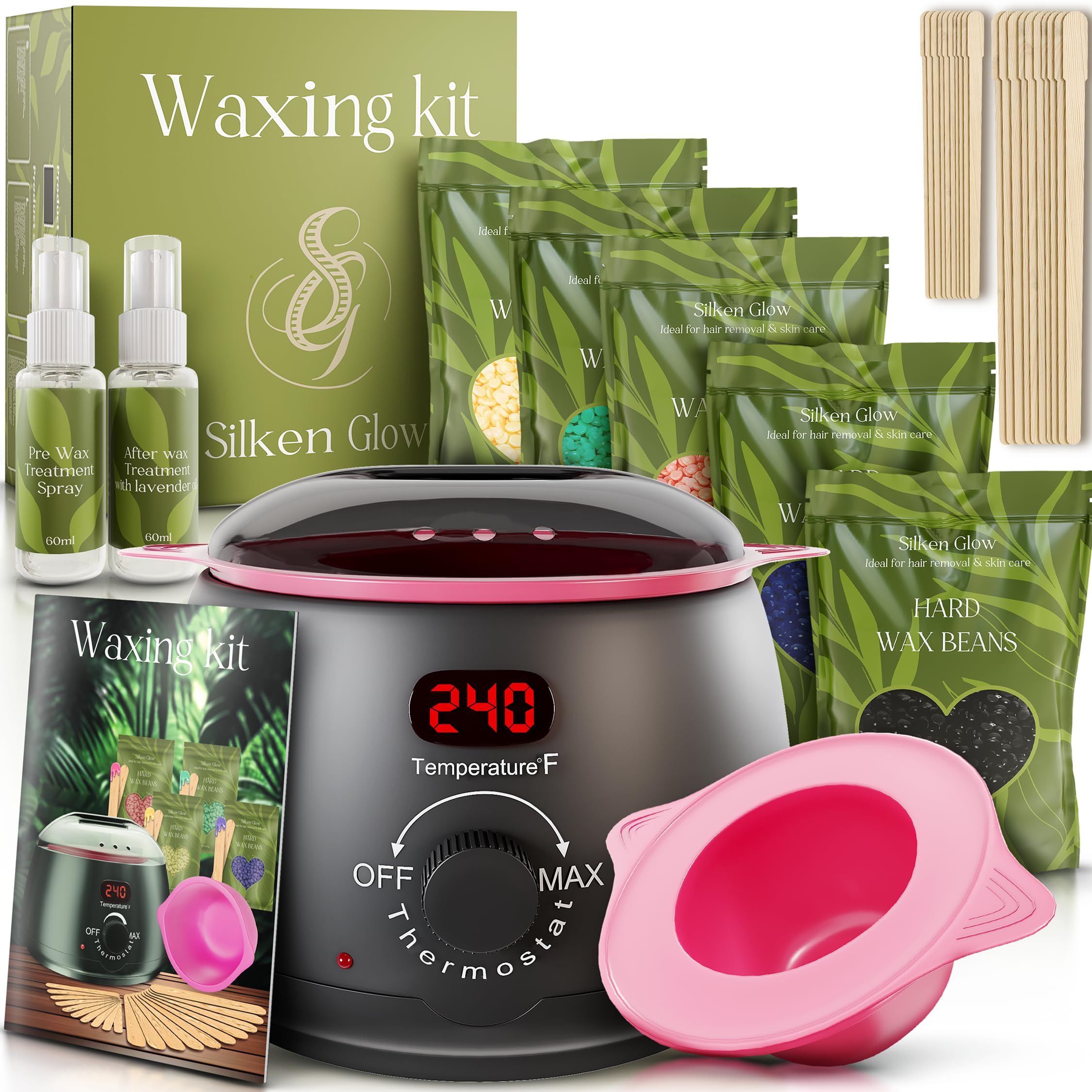 Wax Kit for Hair Removal, Wax Pot for Hair Removal for Face, Body, Leg, Bikini, Brazilian Wax, Waxing Kit for Women & Men (34 Accessories)