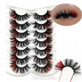 IFSOWDRA Colored Lashes Mink D Curl Red Lashes Strip 20mm 3D Faux Mink Wispy Dramatic Long Colorful False Eyelashes Pack
