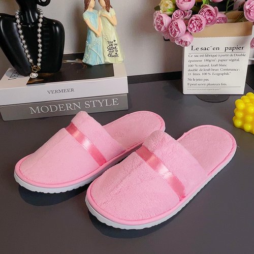 6/10/12 pairs Spa Slippers for Guests, Washable Reusable Disposable Slippers for Women Men, Jacquard Fleece Closed-Toe Design for Hotel, Bathroom, Bedroom, Wedding, Travel, SPA Bulk Slippers for Guest Use