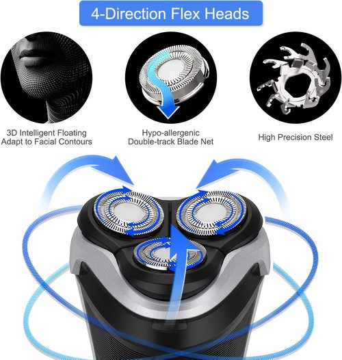 MAX-T Men's Electric Shaver - Corded & Cordless 3D Rotary Razor with Pop-Up Trimmer | IPX7 Waterproof