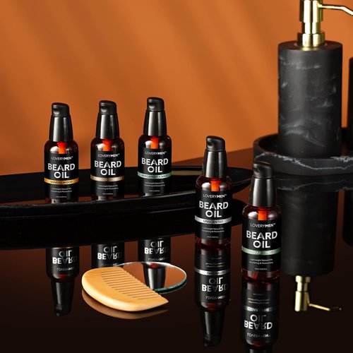 Deluxe Beard Oil for Men - Natural Grooming Kit with Argan & Jojoba Oil | Sandalwood, Tobacco Vanilla & Cedar Pine Scents