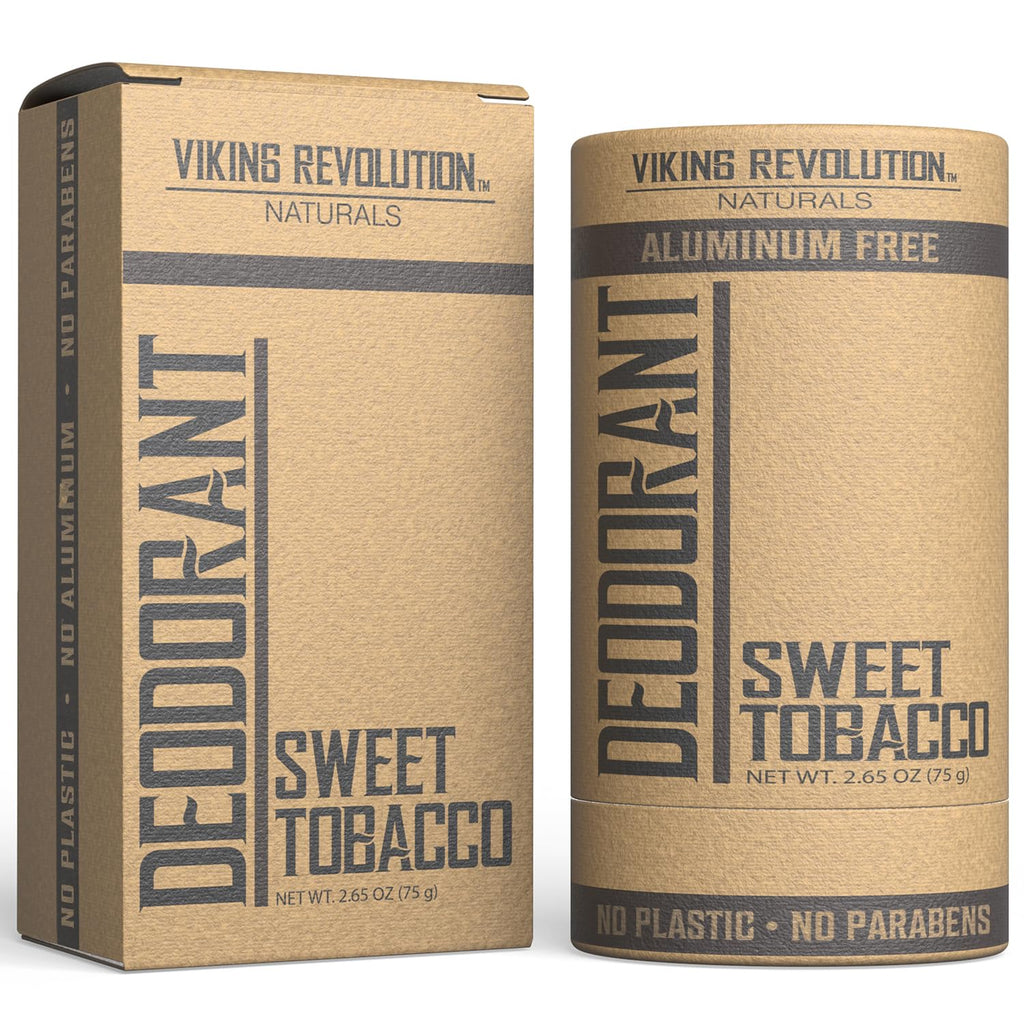 Viking Revolution Sweet Tobacco Deodorant for Men - Aluminum-Free, Natural Formula with Shea Butter | 2.65oz