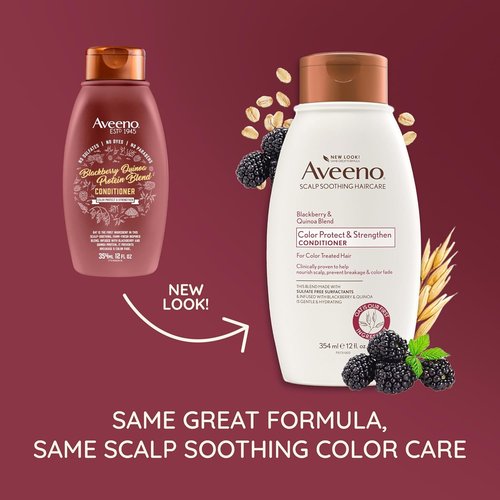 Aveeno Strengthening Conditioner - Blackberry & Quinoa for Color-Treated Hair | Moisturizing, 12 fl oz