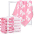 SmoothNovelty 6 Pcs Pink Bow Washcloths 100% Cotton Wash Cloths 13" x 13" Coquette Small Face Towels Absorbent Soft Hand Bath Towels for Bathroom, Spa, Kitchen Drying Cleaning(Cute Style)