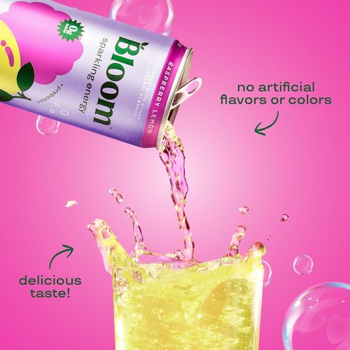 Bloom Nutrition Sparkling Energy Drink - Variety Pack with Natural Caffeine & Zero Sugar - 180mg Caffeine, Antioxidant-Rich, 12oz (12 Pack)
