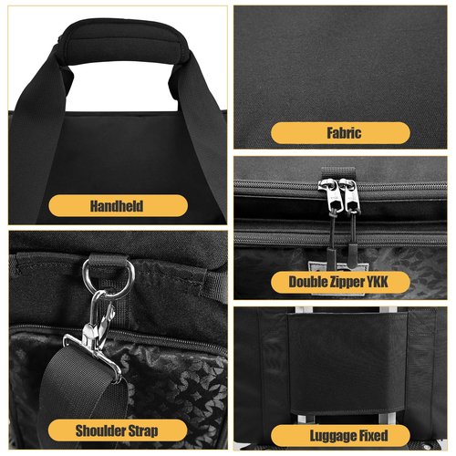 BatlFrist Rolling Cosmetic Bag with 4 Removable Bags,Professional Cosmetic Bag with Brushes Storage Section.Cosmetic Bag with Detachable Dividers (Patent Design)(Black)