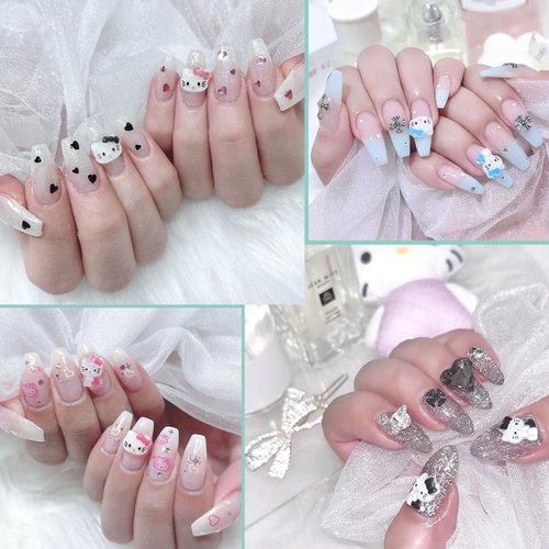 VCEOW 120pcs Kawaii Nail Art Charms Resin Nail Charms Cute 3D Cartoon Y2k Nail DIY Accessories for Girls and Women(Style 1)