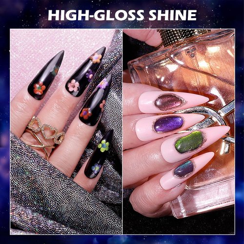 noirwhite Cat Eye Gel Nail Polish, 12 Colors Sparkly Glitter 9D Chameleon Magnetic Nail Polish Set with Magnet Base Top Coat Soak Off LED UV Nail Art DIY Manicure Home Salon Gift for Women