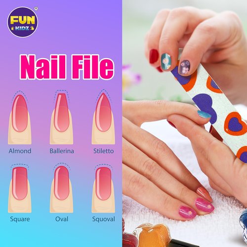 Kid Nail Art Kit for Girls, FunKidz Nail Studio Kits Size 17.91Wx12.4L with Peelable Nail Polish Nail Dryer Teens Makeup Mani Pedi Set Spa Party Gift