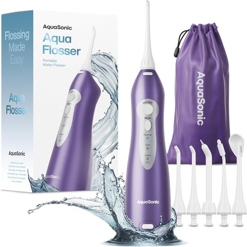 AquaSonic Water Flosser - Cordless Rechargeable Oral Irrigator for Teeth Cleaning - Portable & Waterproof with 5 Jet Tips