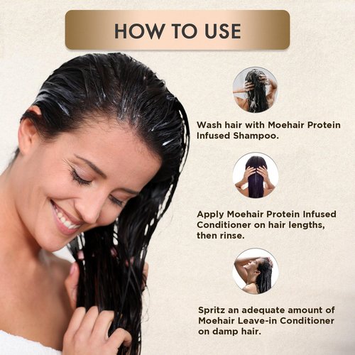 Moehair Trio Pack - Protein-Infused Shampoo & Conditioner Set with Leave-In Conditioner | Hydrates & Controls Frizz (12 Fl. Oz)