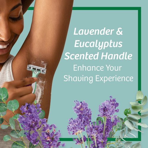 BIC Soleil 3 Escape Women's Disposable 3 Blade Razors, Lavender & Eucalyptus Scented Handles with Soothing Moisture Strip, 12-Pack
