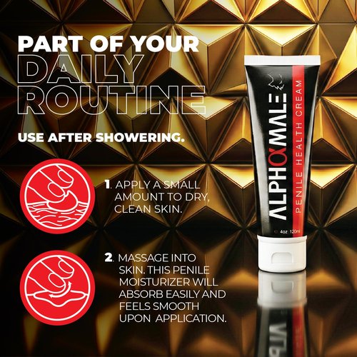 AlphaMale Premium Penile Health Creme Daily Moisturizer for Sensitive Skin - Aloe, Coconut oil, CoQ10 and Allantoin for Dry, Sensitive Skin - Fragrance-Free Cream - Made in USA - 4oz