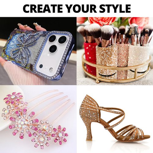 32000Pcs Black Rhinestones for Bedazzling, Black Bedazzle Gems Flatback Resin Stones Diamonds Crystal Gemstones Bedazzled Jewels Flat Back Rinestone for Crafting Clothes Clothing 2-6mm with B7000 Glue