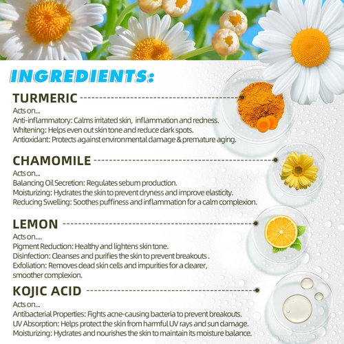 Kojic Acid and Turmeric Cleansing Pads for Face 60Pcs, Turmeric Face Scrub Pads, Cleansing & Exfoliation Balance Skin Oil & Water