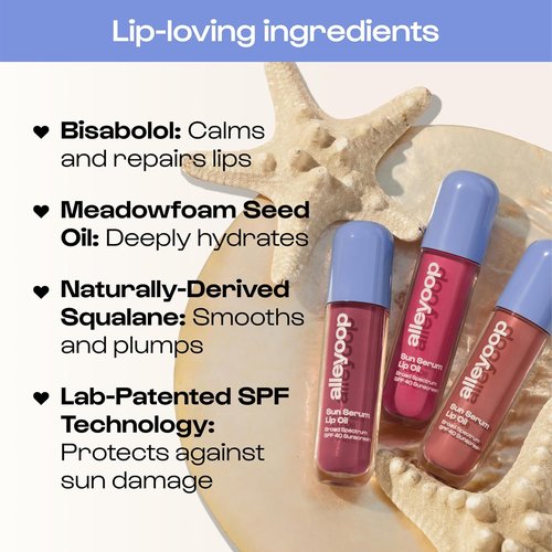 Alleyoop Sun Serum Lip Oil SPF 40 - Hydrating Tinted Lip Oil with Sunscreen for Smooth, Cracked Lips | Vegan, Travel-Friendly Whirlwind