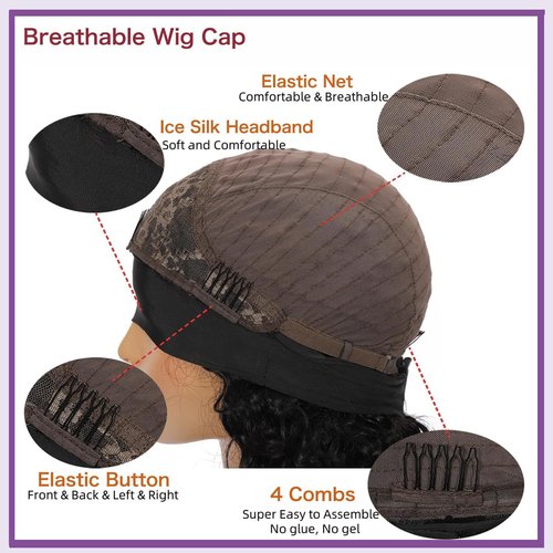 Prisyfab Body Wave Headband Wig Headband Wigs for Black Women Human Hair Glueless Wear and Go Glueless 100% Brazilian Virgin Human Hair Headband Wig 150% Density (16inch)
