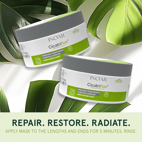 Inoar Cicatrifios Hair Mask - Deep Repair & Conditioning with RejuComplex3 | 6.7 Fl Oz for Frizz Control