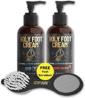 Derm Dude Holy Foot Repair Set - 2X Foot Creams & 4-in-1 Scrubber Tool with All-Natural DeoPlex for Odor Control | MPV & Strawberry