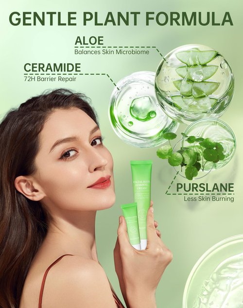 Painless Facial Hair Removal Cream for Women - Sensitive Skin 2-in-1 Kit with Soothing Cream | Upper Lip & Chin Hair Remover | At-Home Depilatory (4 Min, 7 Days Smooth),2.03 Fl Oz