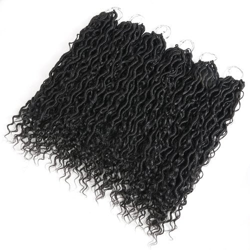 Ahrencan Boho Goddess Locs Crochet Hair 18 Inch, 7 Packs With Curly Ends, Soft Pre-Looped Hippie Locs for Women (18in, Pack of 7, 1B#)