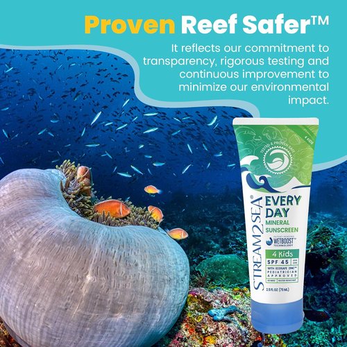 SPF 45 Every Day Kids Mineral Sunscreen - Biodegradable, Paraben-Free & Reef Safe | 2.5 Fl Oz Non-Greasy Protection for Face & Body