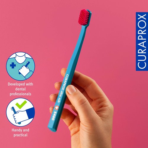 Curaprox CS 5460 Ultra-Soft Toothbrush – Adult Tooth and Gum Care | Super Soft Curen® Bristles for Gentle Cleaning | Blue-Purple, Single Pack