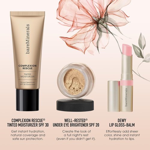 bareMinerals 3-Piece Clean Beauty Gift Set - Tinted Moisturizer SPF 30, Under-Eye Brightener & Lip Gloss Balm