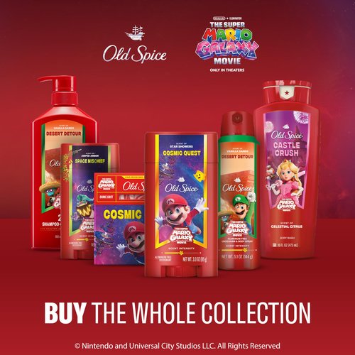 Old Spice Aluminum Free Deodorant for Men, Old Spice x The Super Mario Galaxy Movie, 24/7 Lasting Freshness, Lasting Odor Protection, Smell Super with Cosmic Quest, Star Showers Scent, 3.0 oz