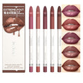 Skiennix Matte Lip Liner Pencil Set - 5PCS Warm Brick Red & Cocoa Brown | Waterproof, Long-Wear, Creamy Precision