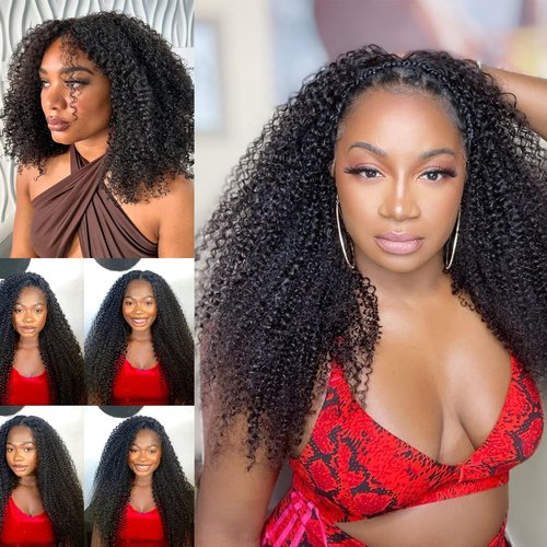 3C 4A Kinky Curly Clip in Hair Extensions Human Hair for Black Women - 8Pcs 18Clips Double Weft Brazilian Remy Human Hair Thick to Ends 120G/4.2oz Natural Black (12 inch)
