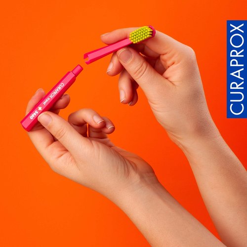 Curaprox CS 5460 Toothbrush Heads – for Travel Set | Ultra Soft Plaque Removal |Orange-Yellow| Refill Duo-Pack