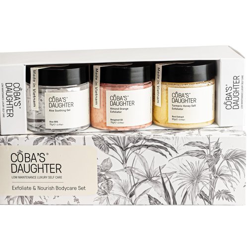 COBA'S DAUGHTER Luxury Spa Gift Set for Women – 3-Piece Mini Body Care Trio with Honey Turmeric, Almond Orange & Aloe Vera – Travel Size Self-Care Gift for Birthday, Valentine & Wedding Favor