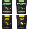 DAILY REMEDY 4-Pack Foot Soak Set - 2 Extra Strength Tea Tree Oil & 2 Citrus Detox - Made In USA - Soothes Tired Feet, Athletes Foot, Stubborn Foot Odor, Softens Calluses & Refreshes & Detoxifies