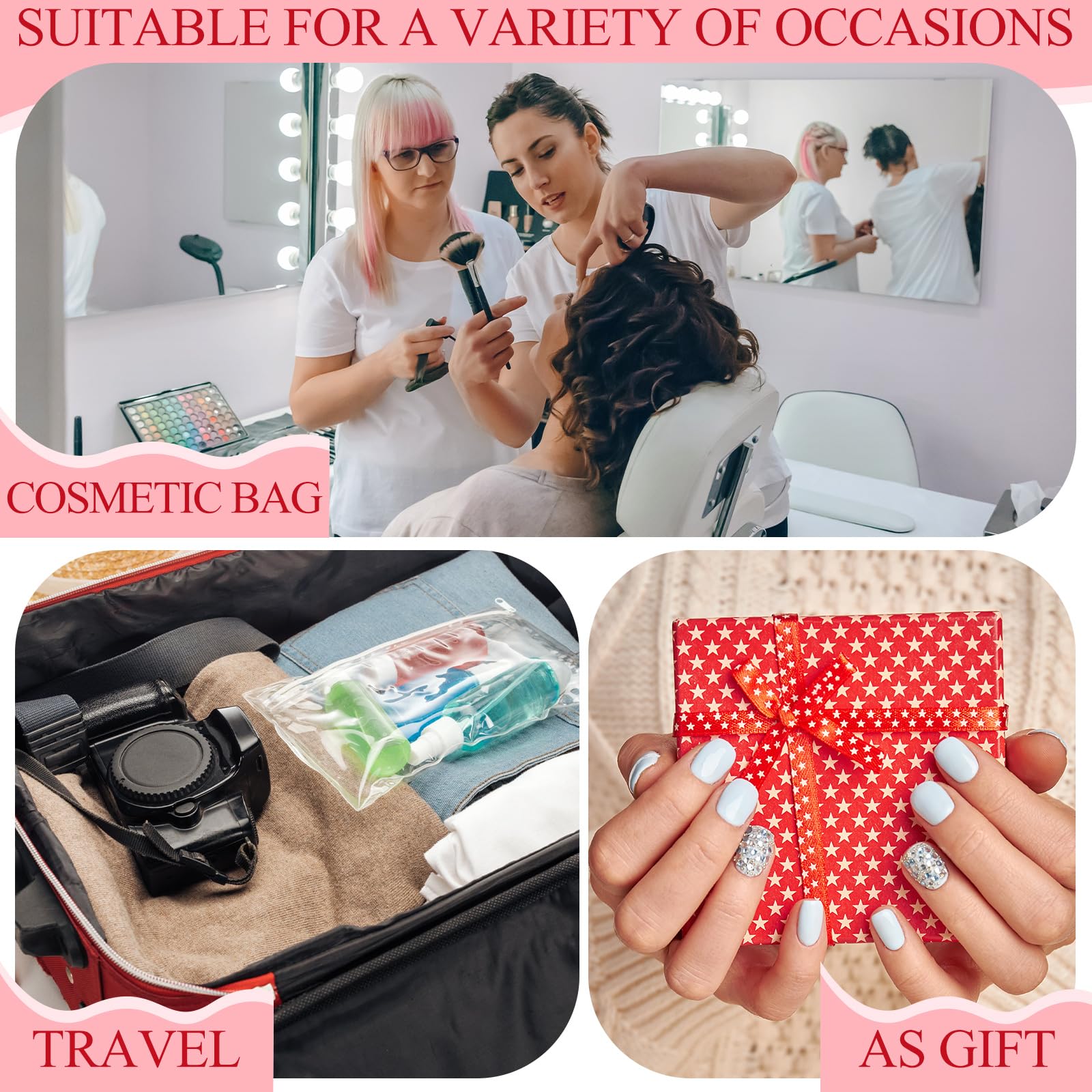 Yeyeplum 6 Pcs Pink Bow Makeup Bag Gifts for Women Coquette Bow Cosmetic Bag Bulk Preppy Travel Makeup Pouch Aesthetic Portable Versatile Zipper Pouch Birthday Gifts(Classic Style)