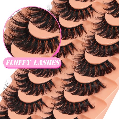 Veleasha Lashes D Curl Dramatic Lashes Fluffy Faux Mink Eyelashes V Shape Volume Eyelash Thick 10-18MM 3D Effect False Eyelashes (6D33)