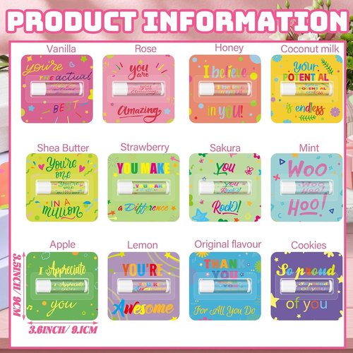 Skiennix Thank You Lip Balms - 48 Pcs Travel Size Appreciation Gifts for Teachers & Nurses
