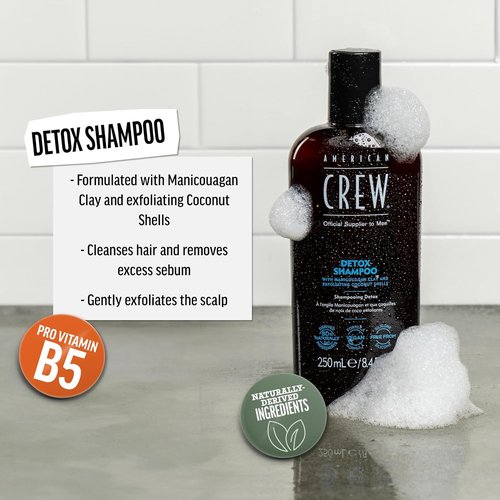 American Crew Detox Shampoo - Vegan Citrus Mint Formula for Men | 33.8 Fl Oz