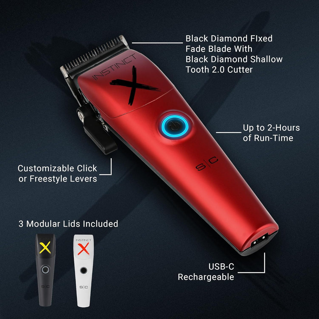 Stylecraft Instinct Professional Cordless Hair Clipper - Intuitive Torque Control & 3 Modular Lids