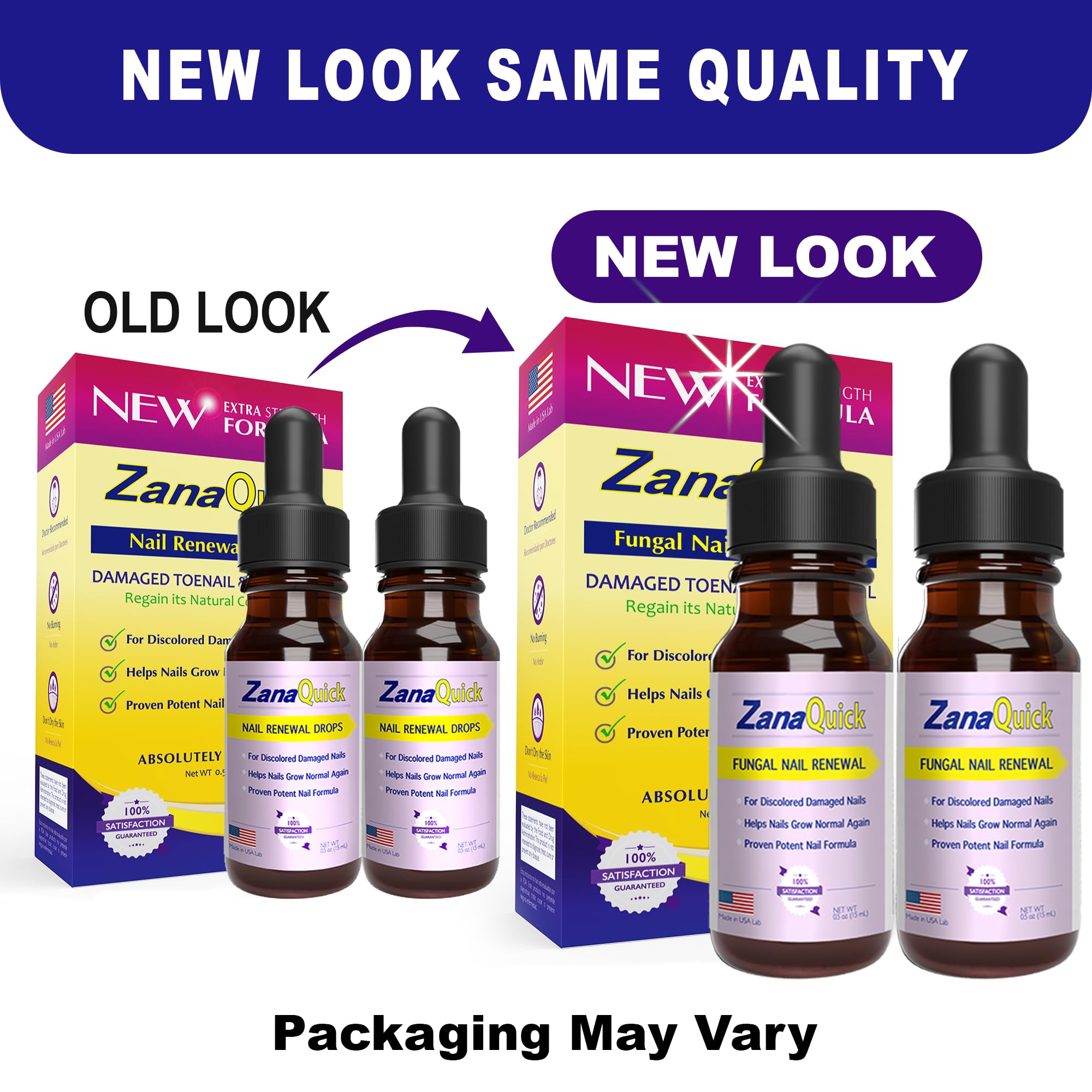 ZanaQuick Extra Strength Toenail & Fingernail Repair Drops - Nail Care Renewal for Thick, Damaged & Discolored Nails - 2 Pack