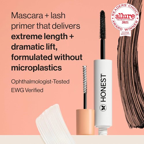 Honest Beauty 2-in-1 Extreme Length Mascara & Lash Primer - Lengthening & Volumizing | Cruelty-Free | Black, 0.27 fl oz