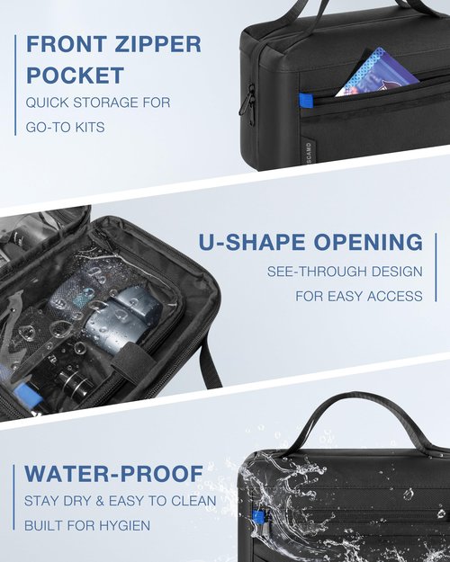 Marscamd Toiletry Bag with Travel Cube, Mens Water-Resistant Hygiene Bag, Versatile Organizer for Shaving Accessories, Bathroom and Shower Essentials, Black