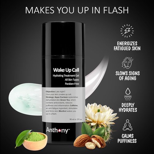 Anthony Wake Up Call Face Moisturizer - 3 Fl Oz Anti-Puffiness Formula with Caffeine & Green Tea