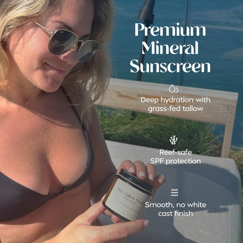 Everyday Tallow Mineral Sun Balm ~ SPF 30 | 100% Grass-Fed & Organic | Face & Body | Naturally Scented with Frankincense & Lavender Oil | Zinc Oxide | Water Resistant (4oz)