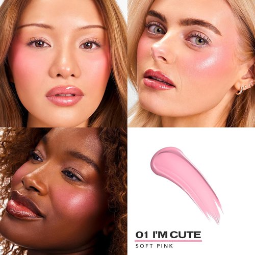 Sacheu Cheek STAY-N Liquid Blush - High Pigment, Buildable Cream for Dewy Radiance | Long-Lasting & Cruelty-Free (I'm Cute)