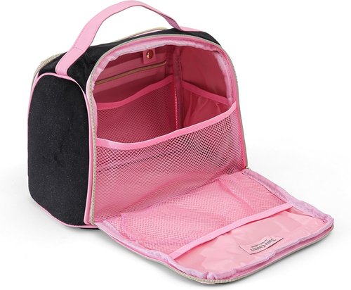 Juicy Couture Makeup Bag - Vintage Style Velour Organizer with Rhinestone Crown | Black Travel Essentials