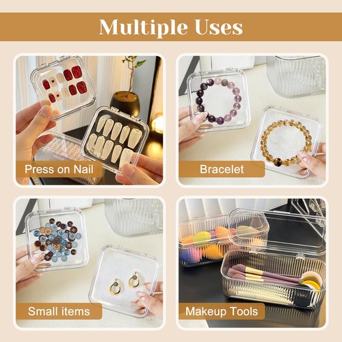 Press On Nail Organizer 14 PCS Clear Press On Nail Storage Boxes and 1 Big Storage box with 60 Pcs Adhesive Double Sided Tape,Press On Nail Packaging for Fake Nail Storage Nail Display Nail Salon.