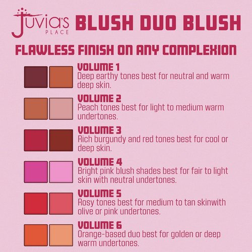 Juvia's Place Blushed Duo Blush Volume 4 - Two-Tone Pigmented Mineral Powder for Rosy, Natural Cheeks